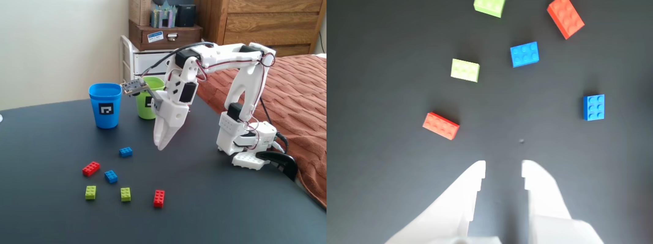 Real SO-ARM 101 workspace and wrist view
